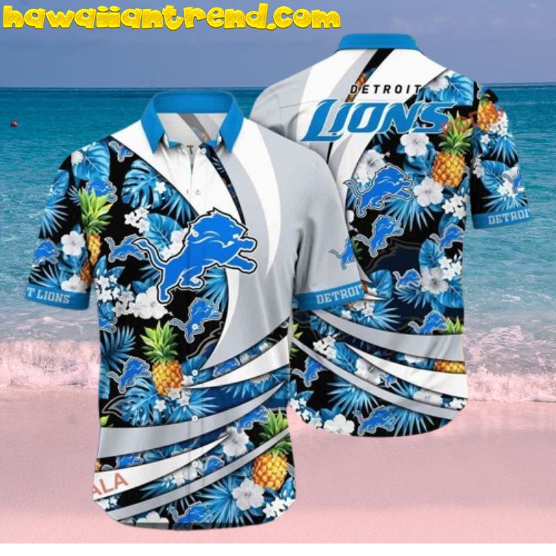 NFL Detroit Lions Tropical Forest Pine Apple Hawaiian Shirt