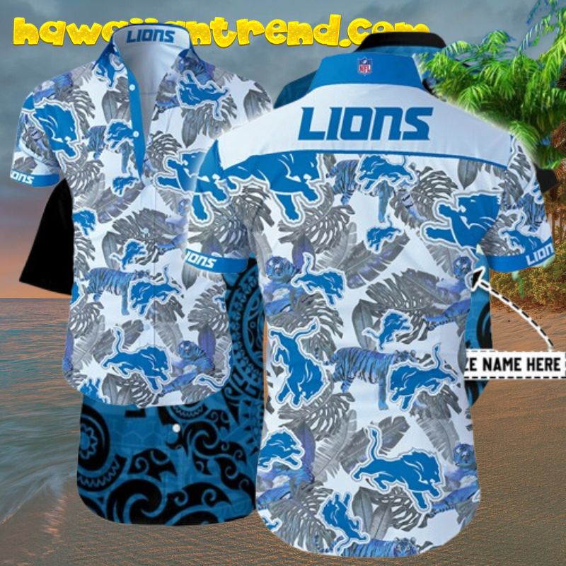 Nfl Detroit Lions Tropical Monstera Summer Aloha Hawaiian Shirt