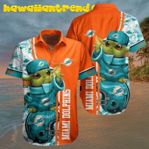 NFL Miami Dolphins Baby Yoda Helmet Hawaiian Shirt