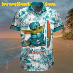 Nfl Miami Dolphins Baby Yoda Surfboard Hawaiian Shirt