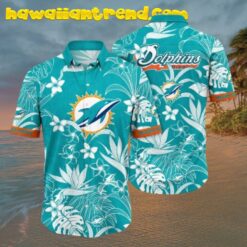 NFL Miami Dolphins Classic Tropical Leaf Aloha Hawaiian Shirt