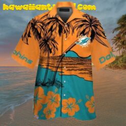 NFL Miami Dolphins Sunset On The Beach Coconut Island Hawaiian Shirt