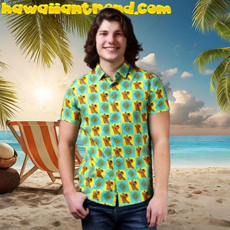 Scooby Doo Smiling Seamless Face Hawaiian Shirt