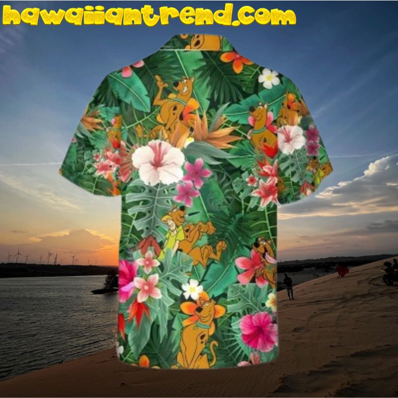 Scooby Doo Tropical Flower And Leaf Hawaiian Shirt