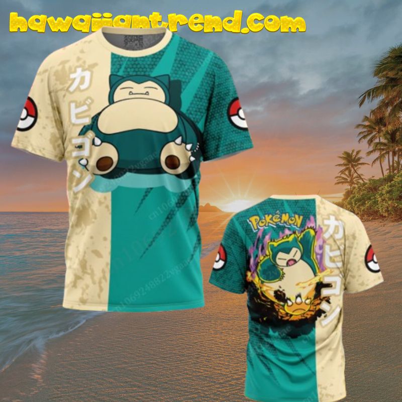 Snorlax Sleep And Attack Pokemon Hawaiian Shirt