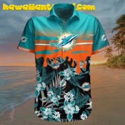 Tropical Floral Miami Dolphins Sunrise Hawaiian Shirt