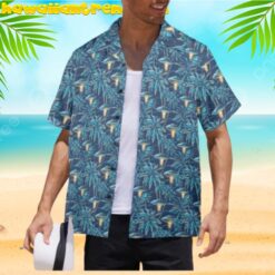 Ufo Alien Palm Trees Forest Blue Vintage Aloha Hawaiian Shirt