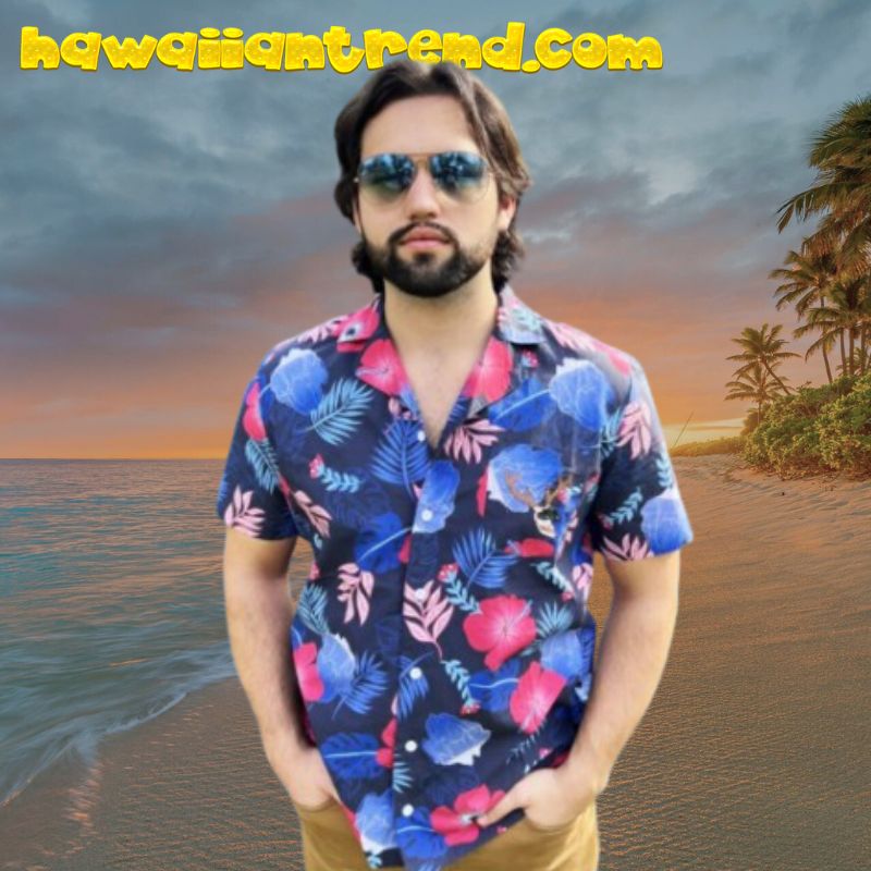 Wendigoon Tropical Hibiscus Flower Hawaiian Shirt