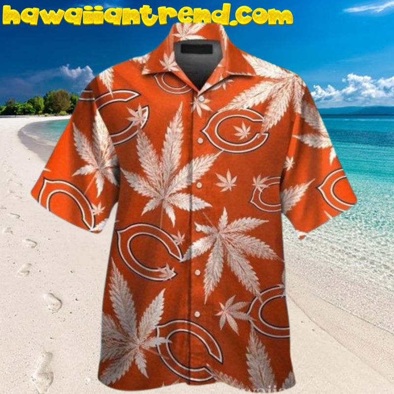 Cannabis Leaf Chicago Bears Logo Hawaiian Shirt