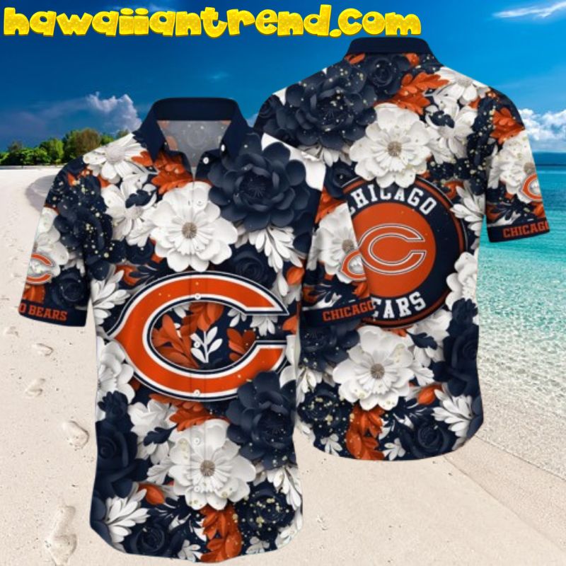 Chicago Bears 3D Flowers Blooming Pride Hawaiian Shirt