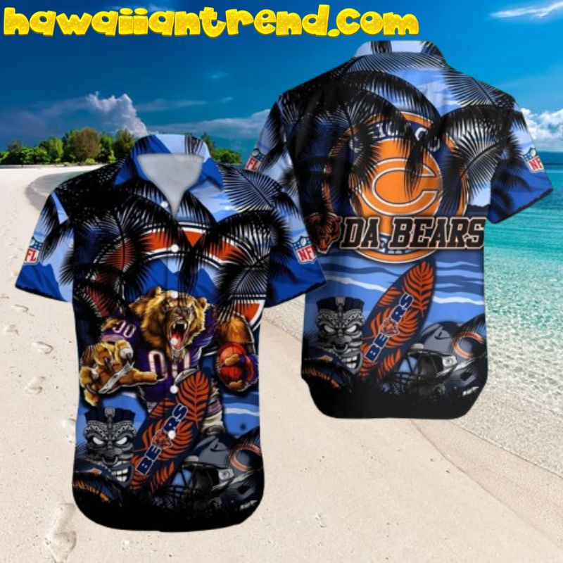Chicago Bears Fierce Tiki Face Hawaiian Shirt
