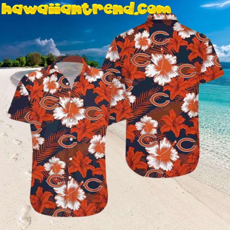 Chicago Bears Summer Flower Hibicus Hawaiian Shirt