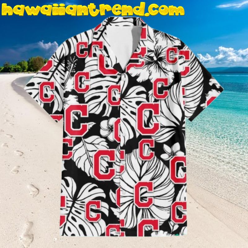 Mlb Cleveland Indians Logo Navy Theme Hawaiian Shirt