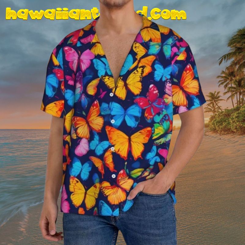 Colorful Butterfly Hawaiian Shirt For Men