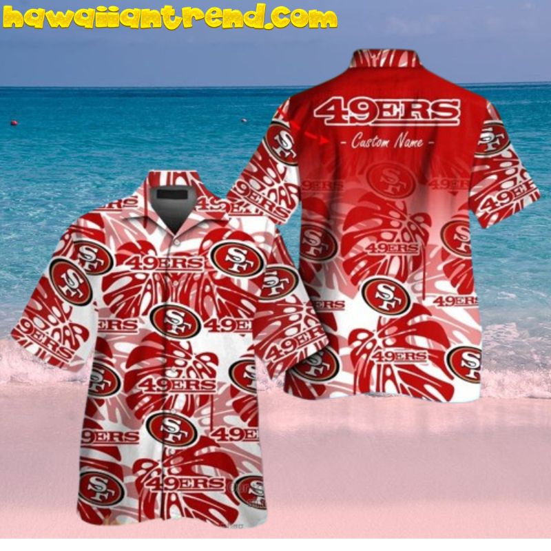 Custom Name San Francisco 49ers Monstera Tropical Hawaiian Shirt