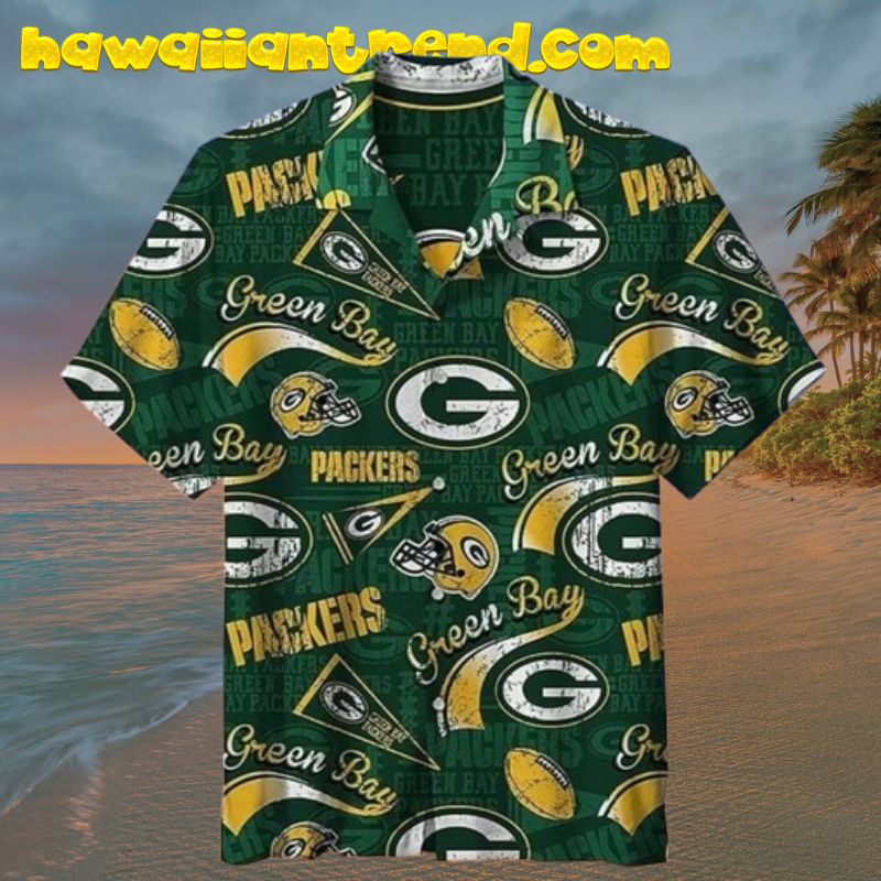 Green Bay Packers Icon Graphic Forest Green Hawaiian Shirt