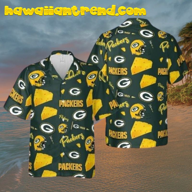 Green Bay Packers Logo Cheesehead Hawaiian Shirt