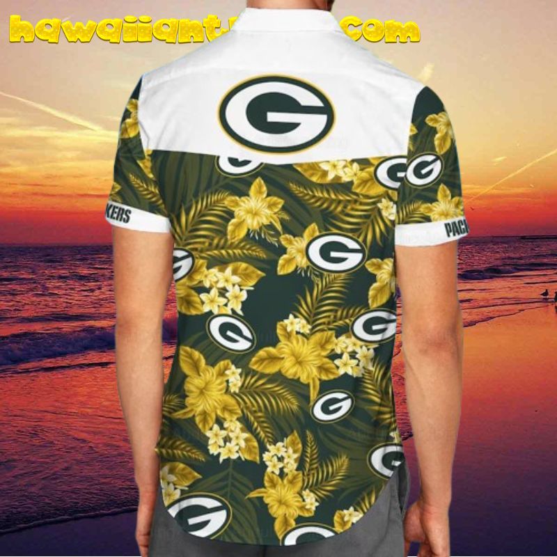 Green Bay Packers Logo NFL Hibicus Flower Hawaiian Shirt