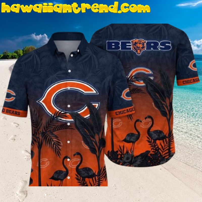 NFL Chicago Bears Flamingo And Flower Aloha Hawaiian Shirt