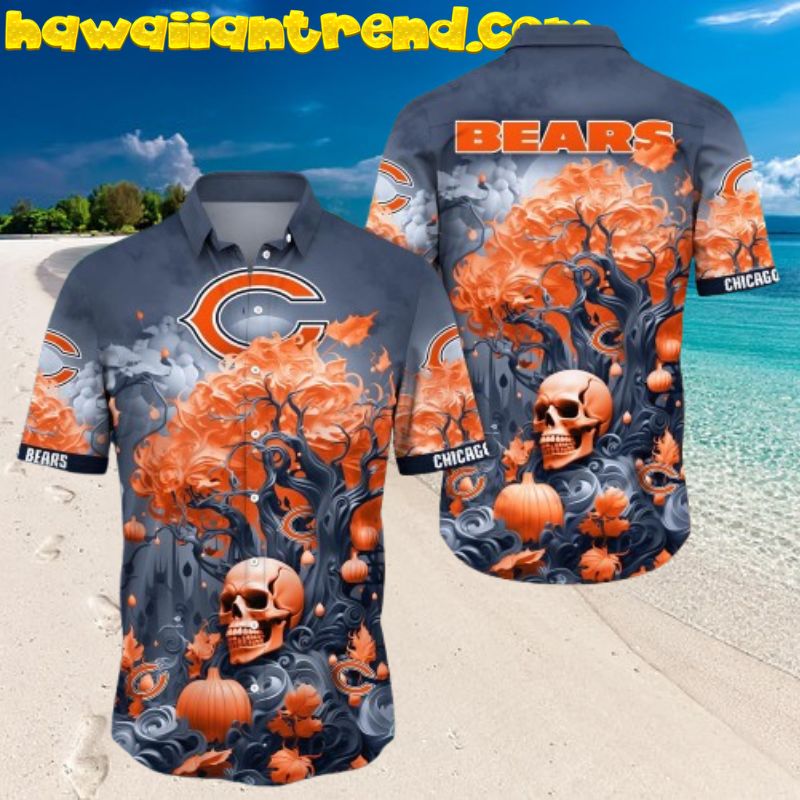 NFL Chicago Bears Halloween Skull Pumpkin Hawaiian Shirt