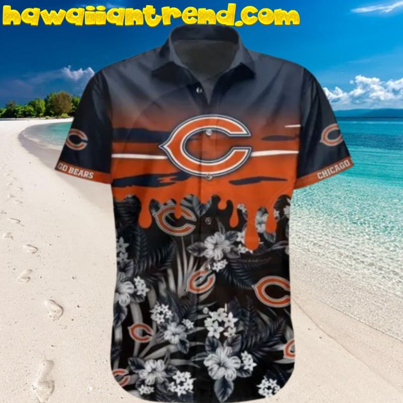 NFL Chicago Bears Tropical Flower Hawaiian Shirt