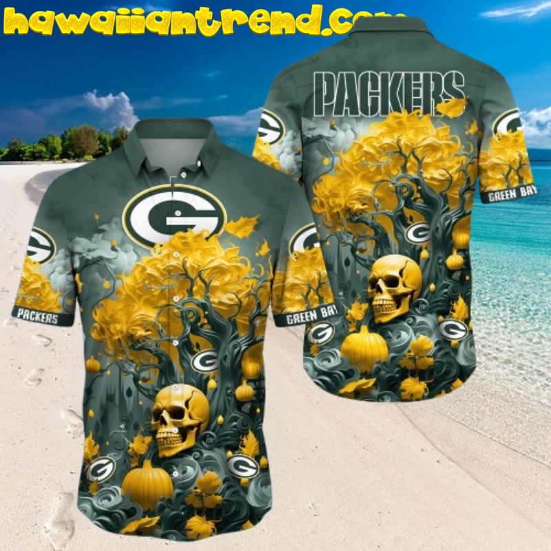 NFL Green Bay Packers Horror Halloween Skull Pumpkin Hawaiian Shirt