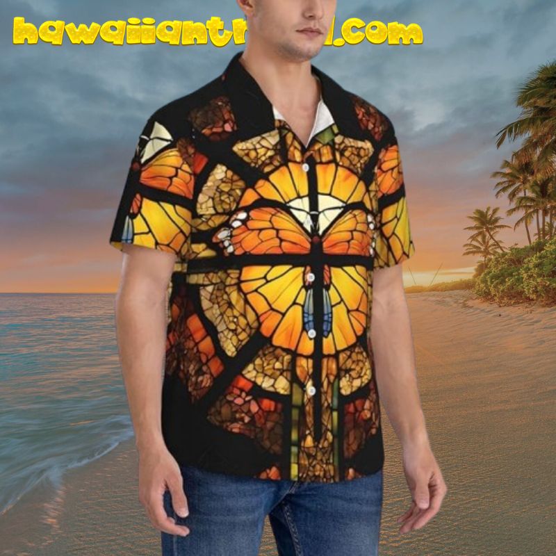 Orange Butterfly Gothic Vintage Men’s Hawaiian Shirt