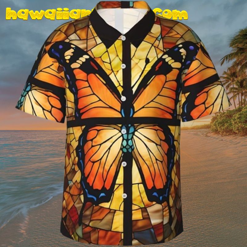 Orange Butterfly Vintage 80’s Pattern Hawaiian Shirt,