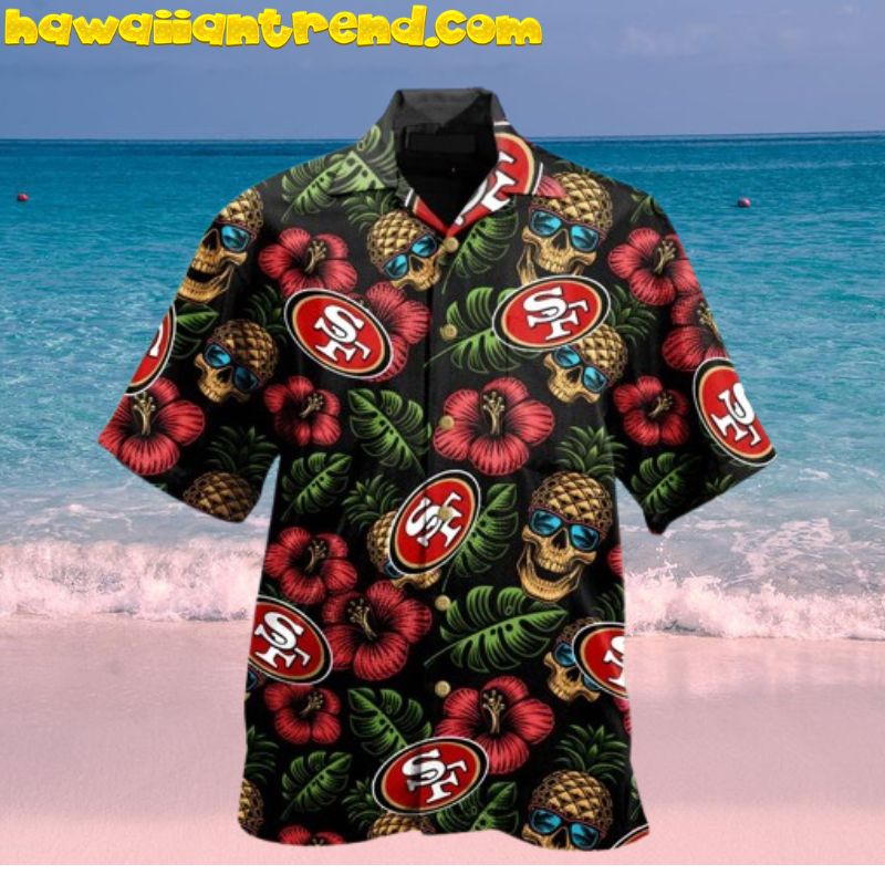 San Francisco 49ers Hibicus Pineapple Face Smiling Hawaiian Shirt