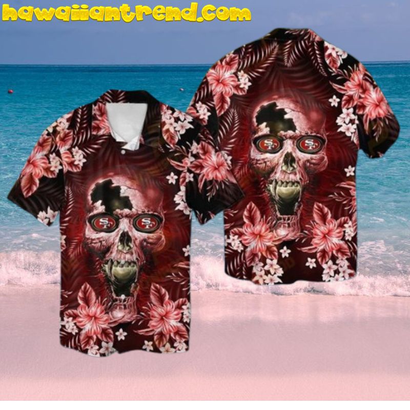 San Francisco 49ers Horror Skull Red Hawaiian Shirt