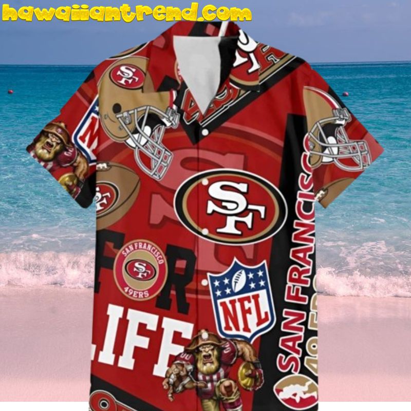 San Francisco 49Ers NFL Mascot And Helmet Summer Hawaiian Shirt