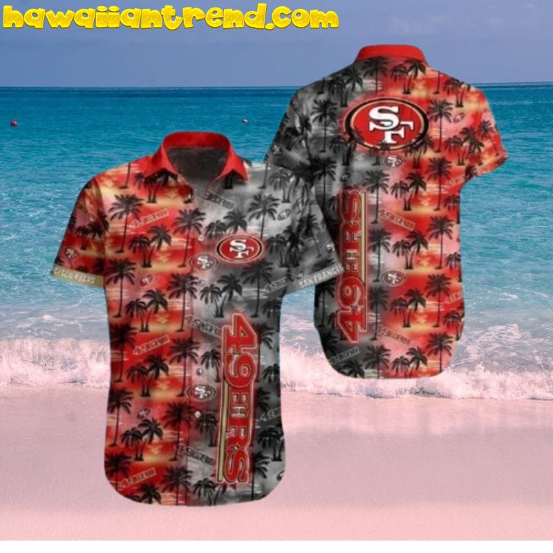 SF 49ers Beachside Twilight Sunset Tropical Hawaiian Shirt