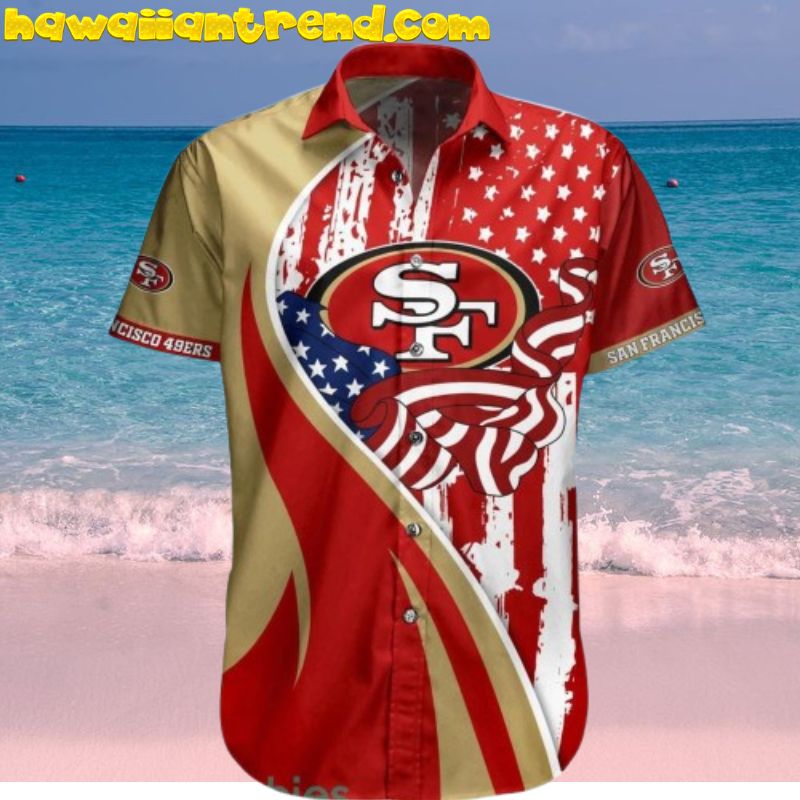 SF 49ers USA Flag Hawaiian Shirt