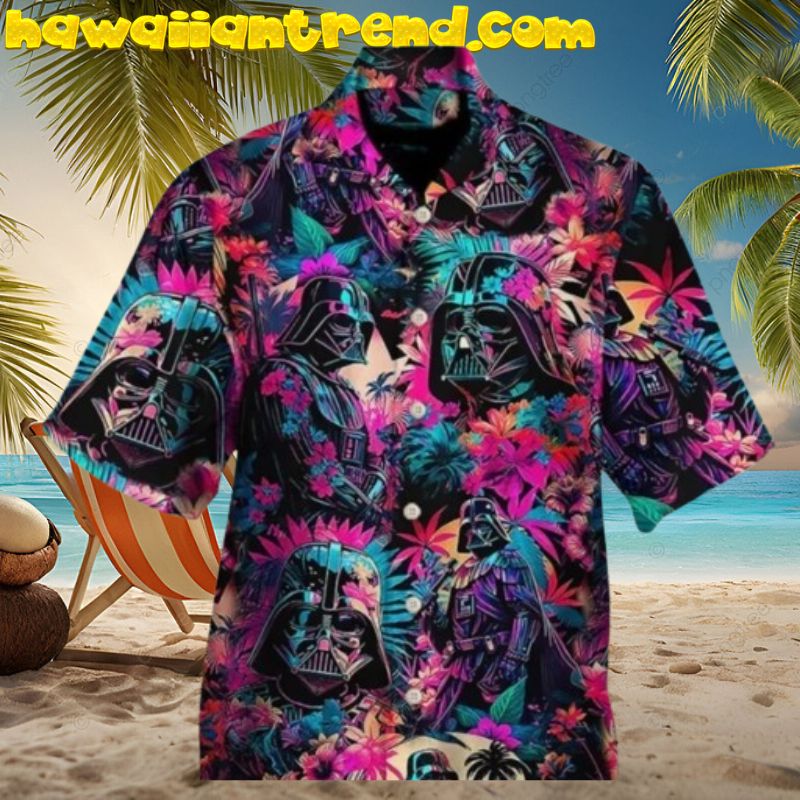 Star Wars Darth Vader Tropical Purple Floral Hawaiian Shirt For Men