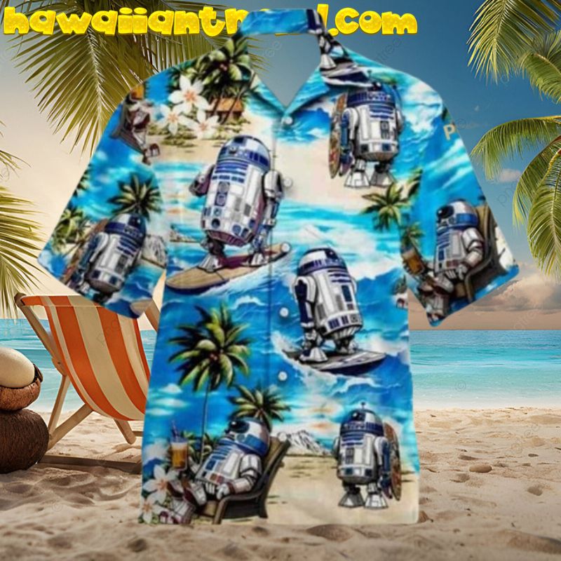 Star Wars R2D2 Robot Surfing Summer Beach Hawaiian Shirt