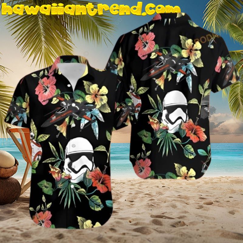 Star Wars The Dark Theme Hibicus Flower Aloha Hawaiian Shirt