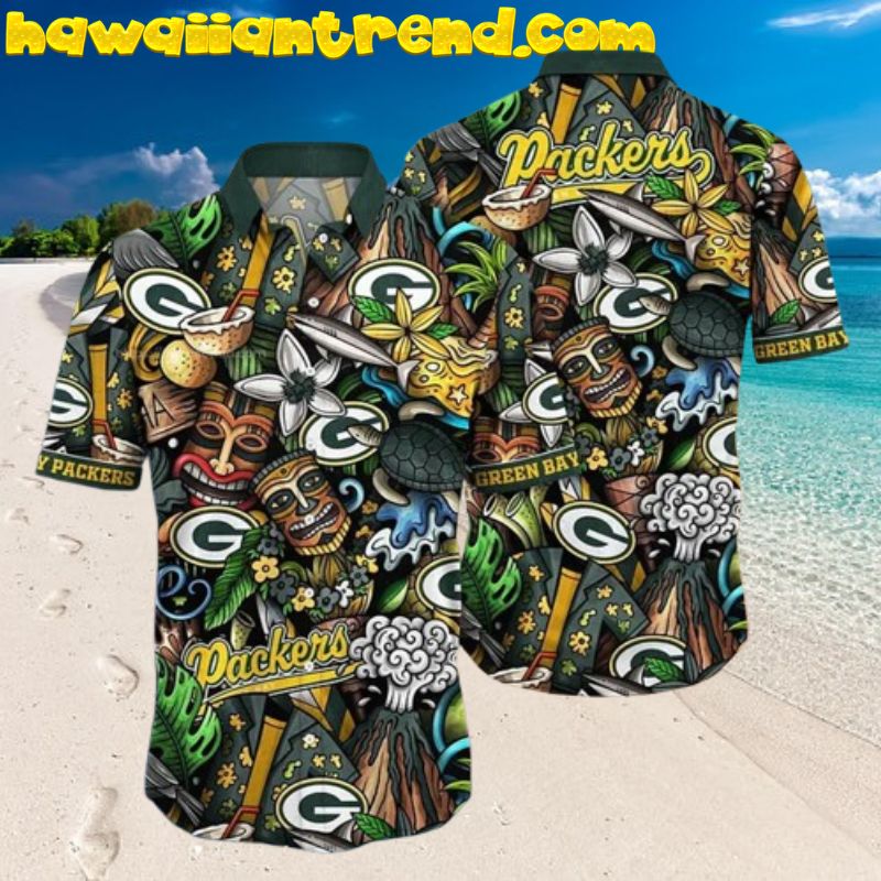 Green Bay Packers Logo Cheesehead Hawaiian Shirt