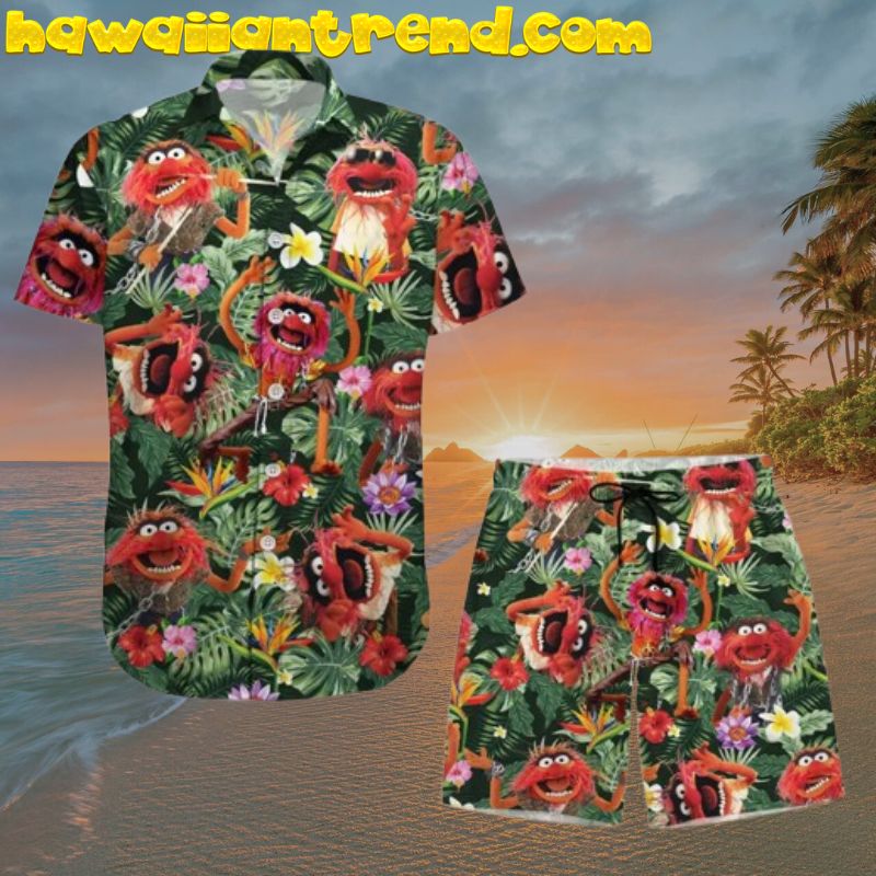 Animal Muppet Tropical Forest Button Up Hawaiian Shirt And Shorts