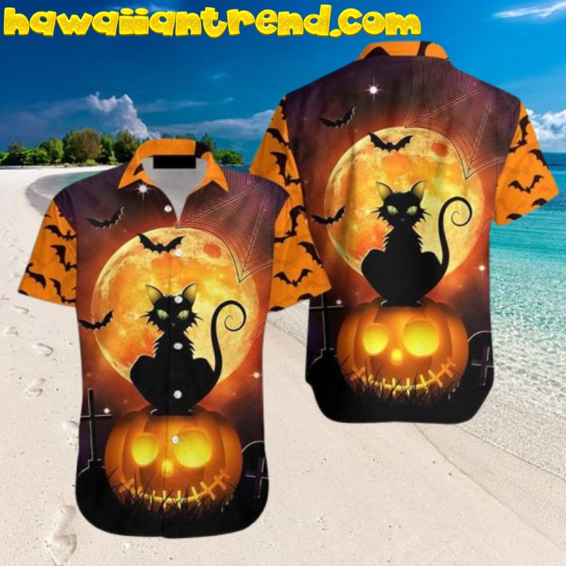 Black Cat Ninja Halloween Hawaiian Shirt