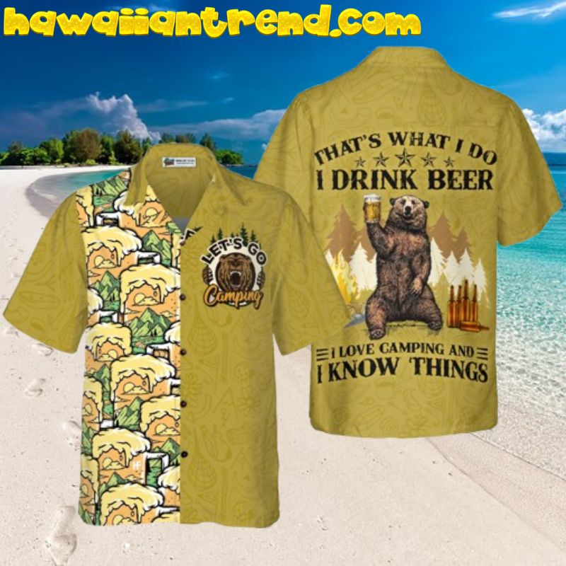 Camping And Drink Beer Funny Hawaiian Shirt