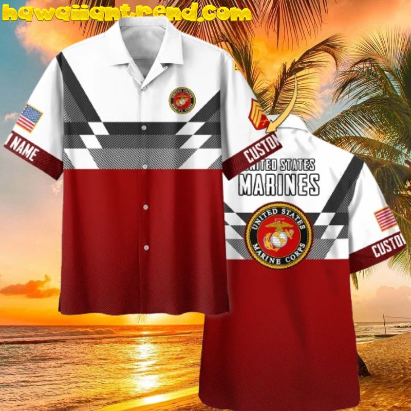 Custom Rank And Name US Marine Corps Veterans Hawaiian Shirt