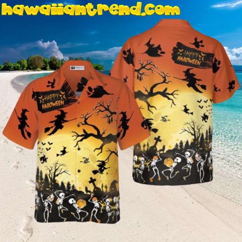 Dancing Skeletons Happy Halloween Hawaiian Shirt