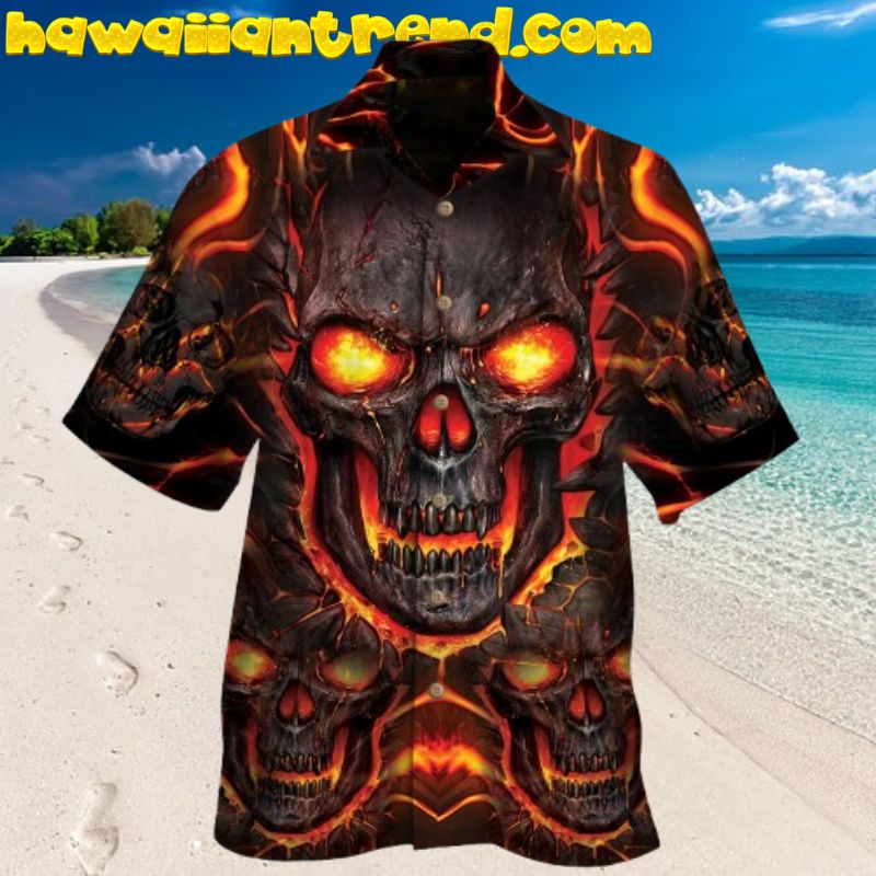 Fire Horror Skull Halloween Hawaiian Shirt