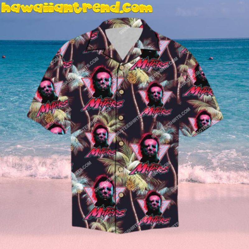 Halloween Michael Myers Tropical Cocunut Tree Hawaiian Shirt