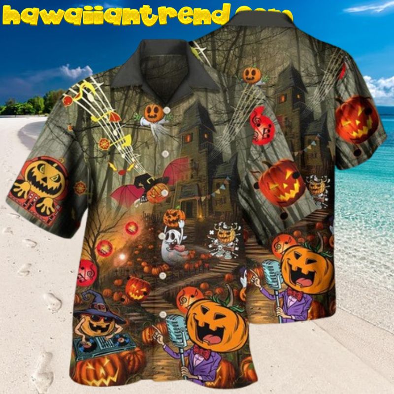 Halloween Pumpkin Holiday Music Hawaiian Shirt