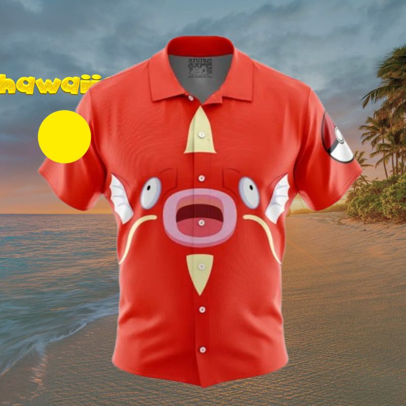 Magikarp Giant Face Pokemon Funny Button Up Hawaiian Shirt