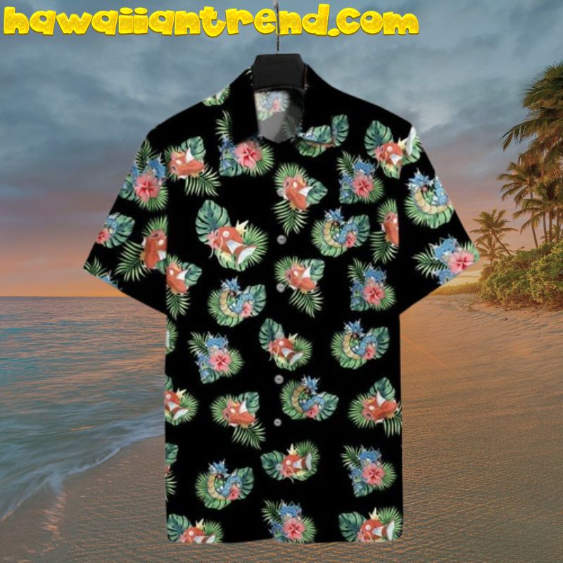 Magikarp Gyarados Pokemon Evolution Tropical Theme Hawaiian Shirt