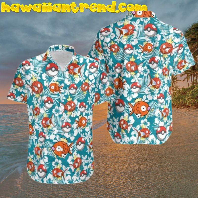 Magikarp Pokemon Ball Tropical Floral Hawaiian Shirt