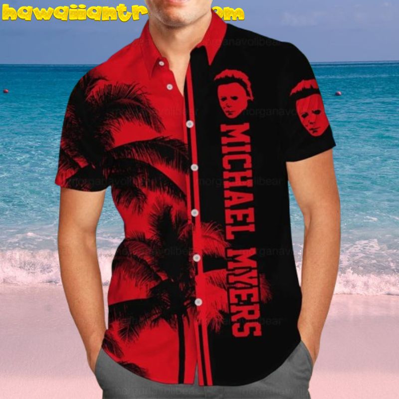 Michael Myers Black And Red Half Hawaiian Shirt