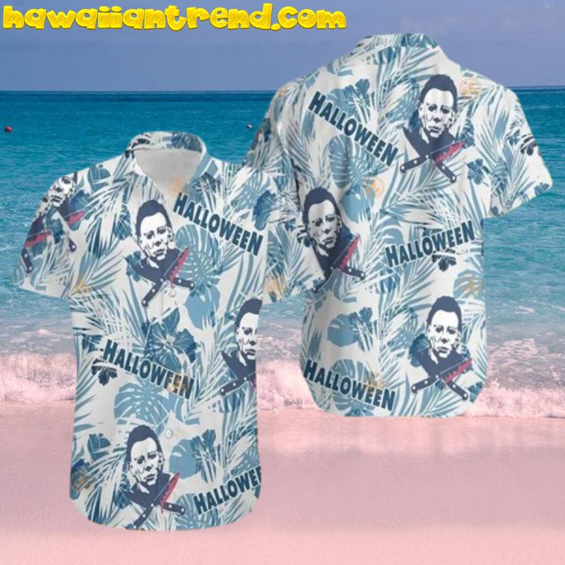 Michael Myers Halloween Tropical Monstera Hibicus Hawaiian Shirt